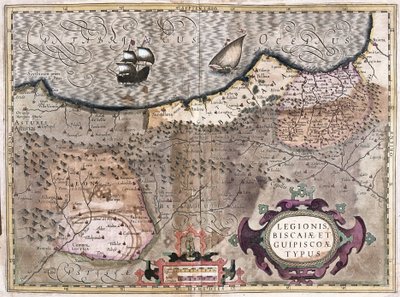 Oviedo, Burgos, Bilbao, Bayonne (Asturie), Spagna (incisione) da Gerardus Mercator