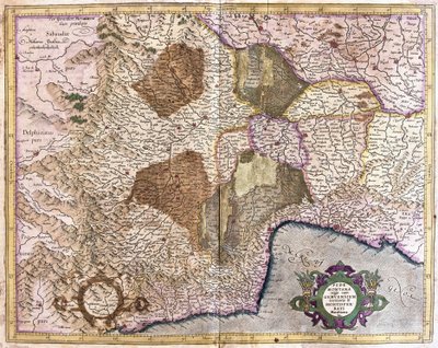 Piemonte, Genova e Montserrat (incisione) da Gerardus Mercator