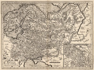 Russia cum Confinijs. Mappa della Russia da Gerardus Mercator