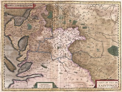 Saintonge con La Rochelle e Ile Oleron, Francia (incisione) da Gerardus Mercator