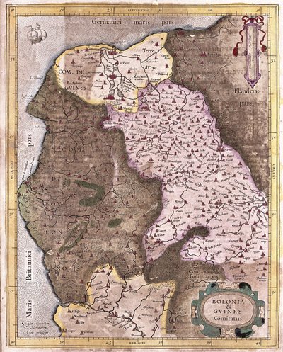 La costa da Berck a Gravelines, Belgio (incisione) da Gerardus Mercator