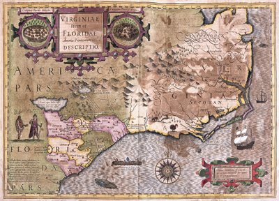Virginia e Florida (incisione) da Gerardus Mercator
