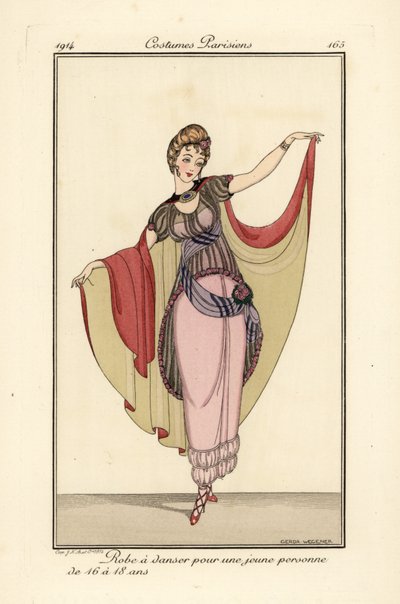 Giovane donna in abito da ballo con mantello da Gerda Marie Frederike Wegener