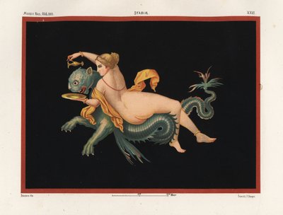 Nereide sostenuta da un mostro, metà pantera e metà pesce. Museo Nazionale, Stabiae da Geremia Discanno