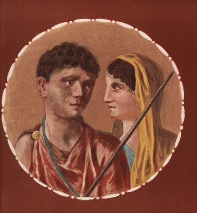 Ritratto di un uomo e una donna da una casa non identificata a Pompei. Cromolitografia di Victor Steeger dopo un