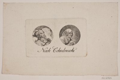 Foglio con due ritratti tondi da Gerhard Ludvig Lahde