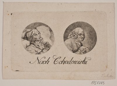 Foglio con due ritratti tondi da Gerhard Ludvig Lahde