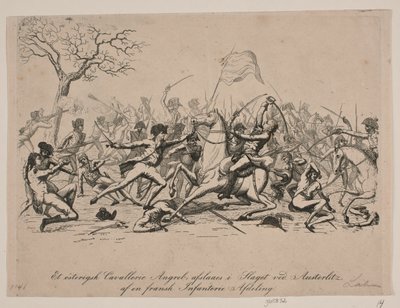 Un attacco di cavalleria austriaca respinto nella battaglia di Austerlitz da Gerhard Ludvig Lahde