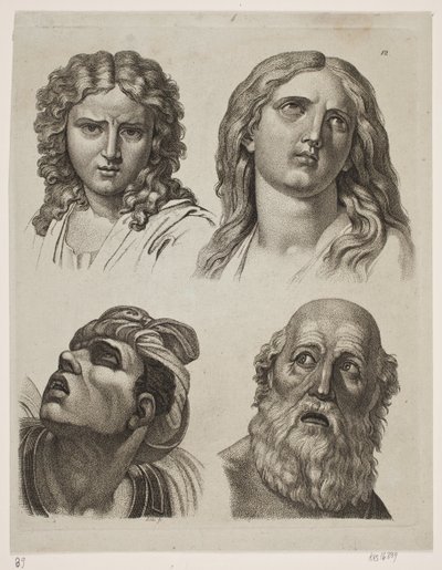Quattro teste di studio dopo immagini italiane da Gerhard Ludvig Lahde