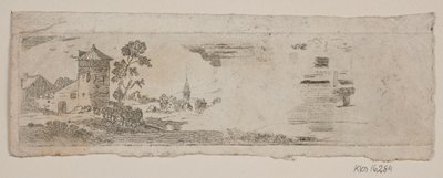 Prova di paesaggio con castello e chiesa da Gerhard Ludvig Lahde