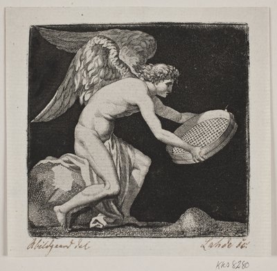Genio alato con un setaccio da Gerhard Ludvig Lahde