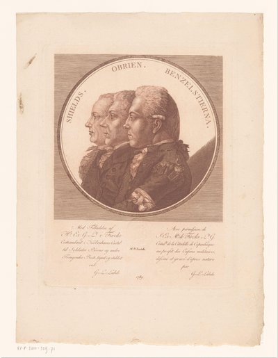 Ritratti di Shields, Obrien e Benzelstierna da Gerhard Ludwig Lahde