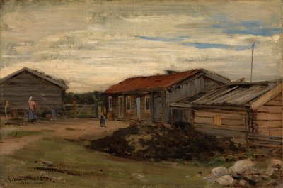 Un cortile con annessi grigi da Gerhard Munthe