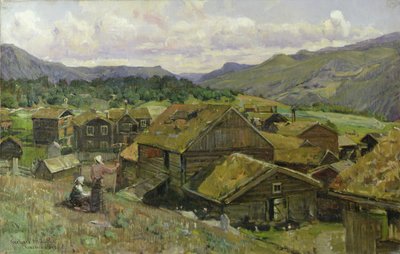 Un villaggio norvegese con due donne da Gerhard Peter Frantz Vilhelm Munthe