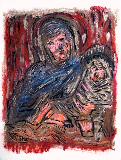 Madonna con Bambino dopo Bellini, 2020 (disegno su carta) da Gerhardt Isringhaus