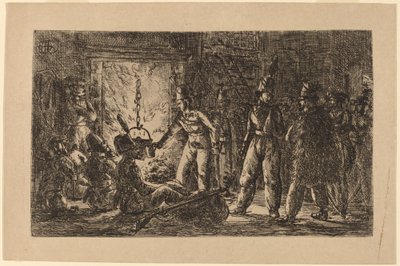 Cosacchi davanti al camino della fattoria in Olanda da Gerhardus Emaus de Micault