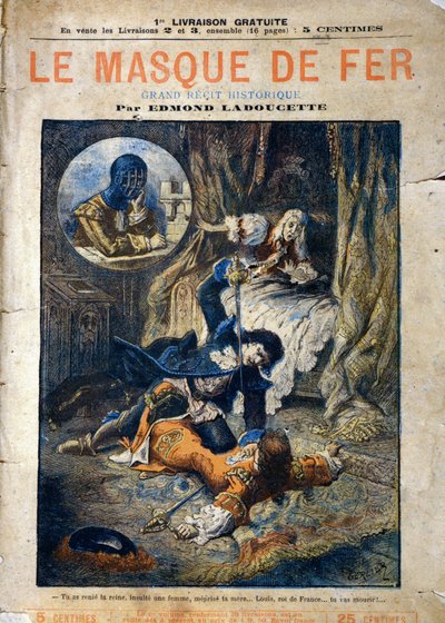 Le Masque de Fer, copertina del romanzo di Edmond Ladoucette, pubblicato a puntate alla fine del XIX secolo da Gerlier