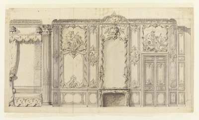 Elevazione della Parete della Camera da Letto del Principe de Rohan, Hôtel de Soubise, Parigi da Germain Boffrand