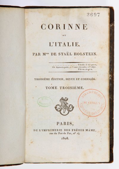 Pagina del titolo di Corinne ou l