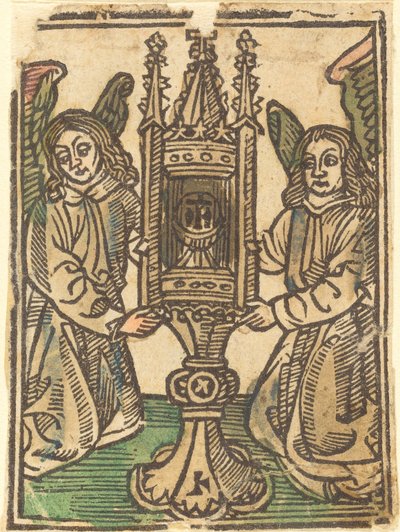 Una pisside tenuta da due angeli da German 15th Century