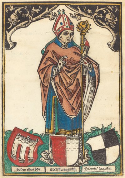 Vescovo di Augusta con tre stemmi da German 15th Century