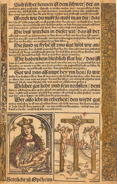 Manifesto con due scene della vita di Cristo e bordi grotteschi da German 15th Century