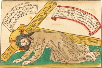 Cristo cade sotto il peso della croce da German 15th Century