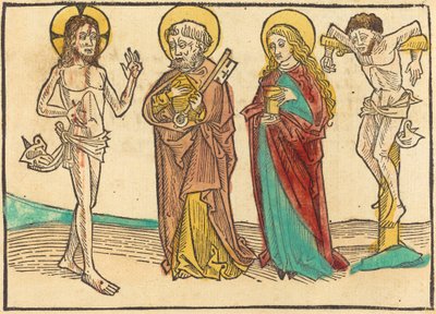 Cristo mostra le sue ferite a Pietro, la Maddalena e il buon ladrone da German 15th Century