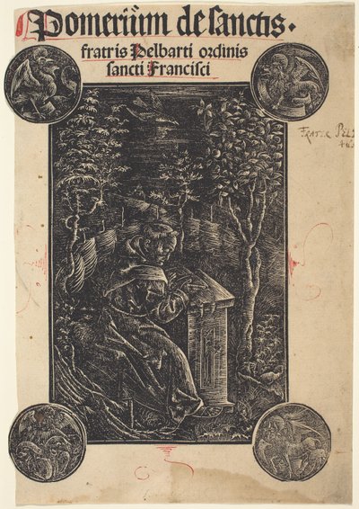 Francescano, Pelbartus di Temesvar, in un giardino da German 15th Century