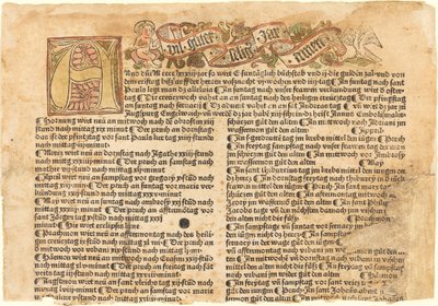 Iniziale A e un augurio di Capodanno da German 15th Century