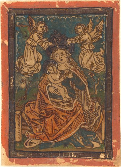 Madonna col Bambino Seduta su una Riva Erbosa con Angeli da German 15th Century