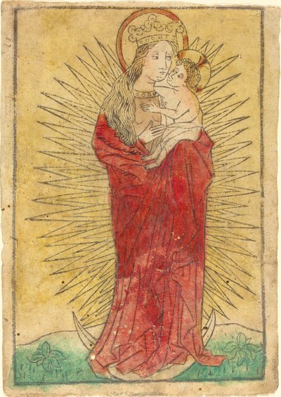 Madonna col Bambino in una gloria su una luna crescente da German 15th Century