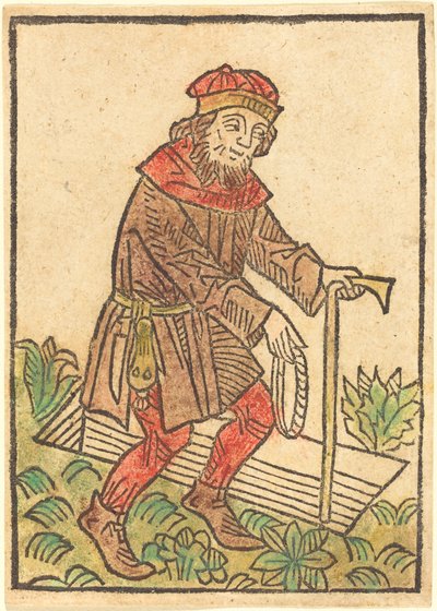 Uomo che cammina verso una tomba da German 15th Century