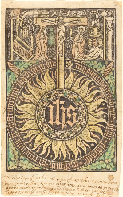 Il Monogramma Sacro con la Crocifissione e i Simboli della Passione [recto] da German 15th Century