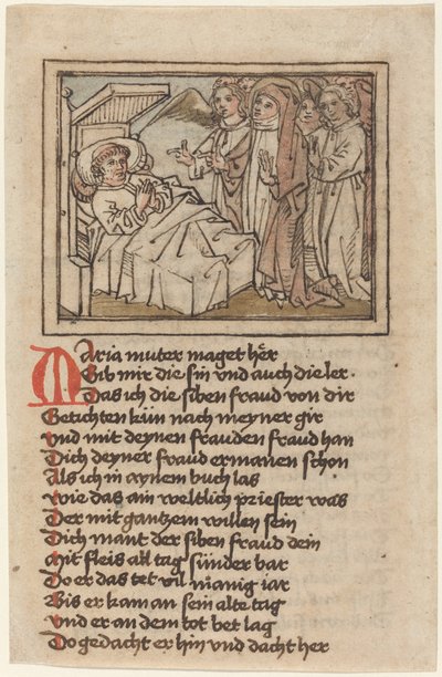 La Vergine appare a un prete morente da German 15th Century