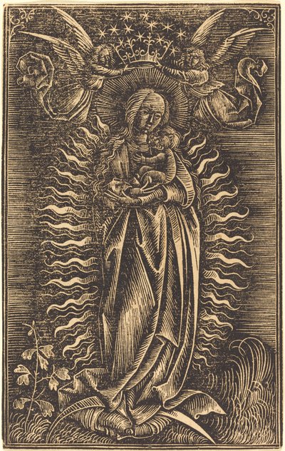La Vergine incoronata da due angeli da German 15th Century