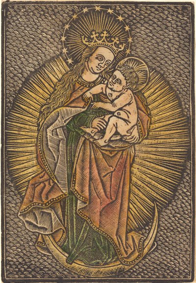 Madonna col Bambino in Gloria da German 15th Century or Master of the Meshed Background