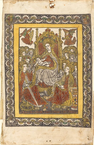 Madonna in Trono con Diciotto Donne Sante da German 15th Century or Master with the Mountain Like Clouds