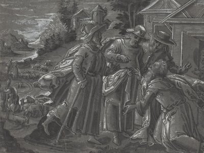 Abramo che Ospita gli Angeli (verso) da German 16th Century