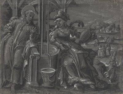 Cristo e la donna di Samaria (verso) da German 16th Century