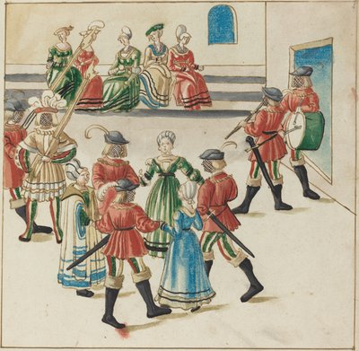 Tre coppie in una danza circolare da German 16th Century