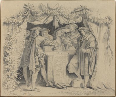 Uomini che giocano a dadi da German 19th Century