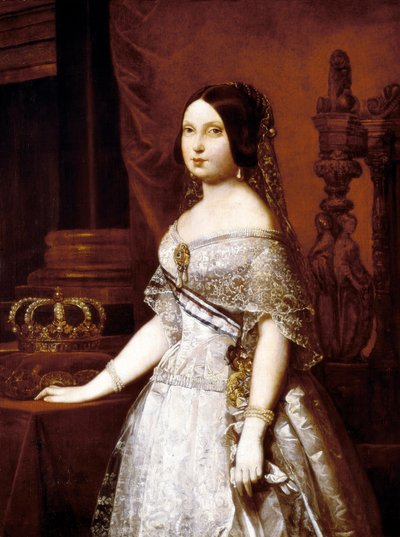 Ritratto della Regina di Spagna, Isabella II di Spagna (1830-1904), Regina di Spagna. da German Hernandez Amores