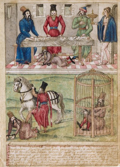 Bayezid I imprigionato da Timur, prima del 1561 da German Master