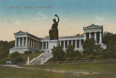 Statua della Baviera e Ruhmeshalle, Monaco. Cartolina inviata nel 1913. da German Photographer