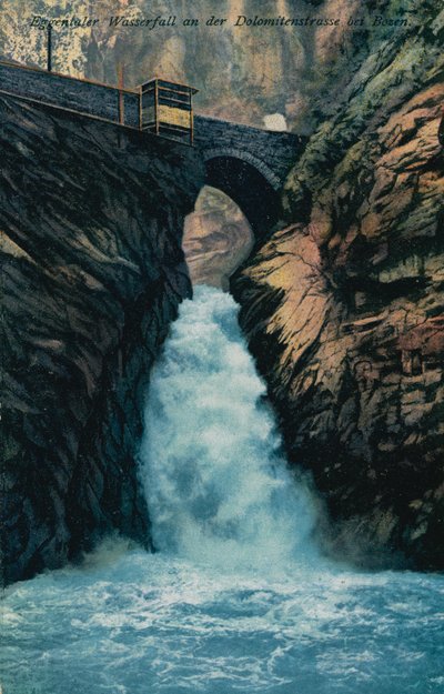 Cascata Eggental sulla strada delle Dolomiti presso Bolzano. Cartolina inviata il 7 agosto 1913. da German Photographer