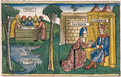La morte di Davide e Betsabea chiede a Salomone di far sposare Abisag ad Adonia, dalla Bibbia di Norimberga (Biblia Sacra Germanaica) da German School