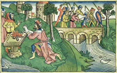 Il popolo di Damasco viene catturato, dalla Bibbia di Norimberga (Biblia Sacra Germanaica) da German School