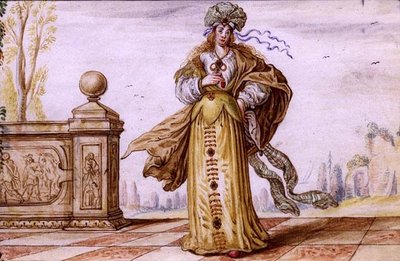 Donna allegorica ingioiellata su una terrazza da German School