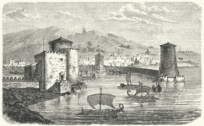 Un porto fenicio (incisione) da German School